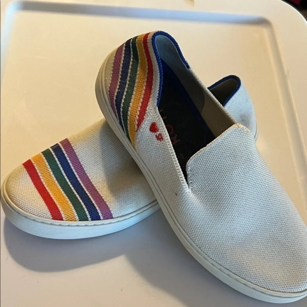 Rothy's PRIDE SF Rainbow Slip On Sneakers::Rare::SZ 8::